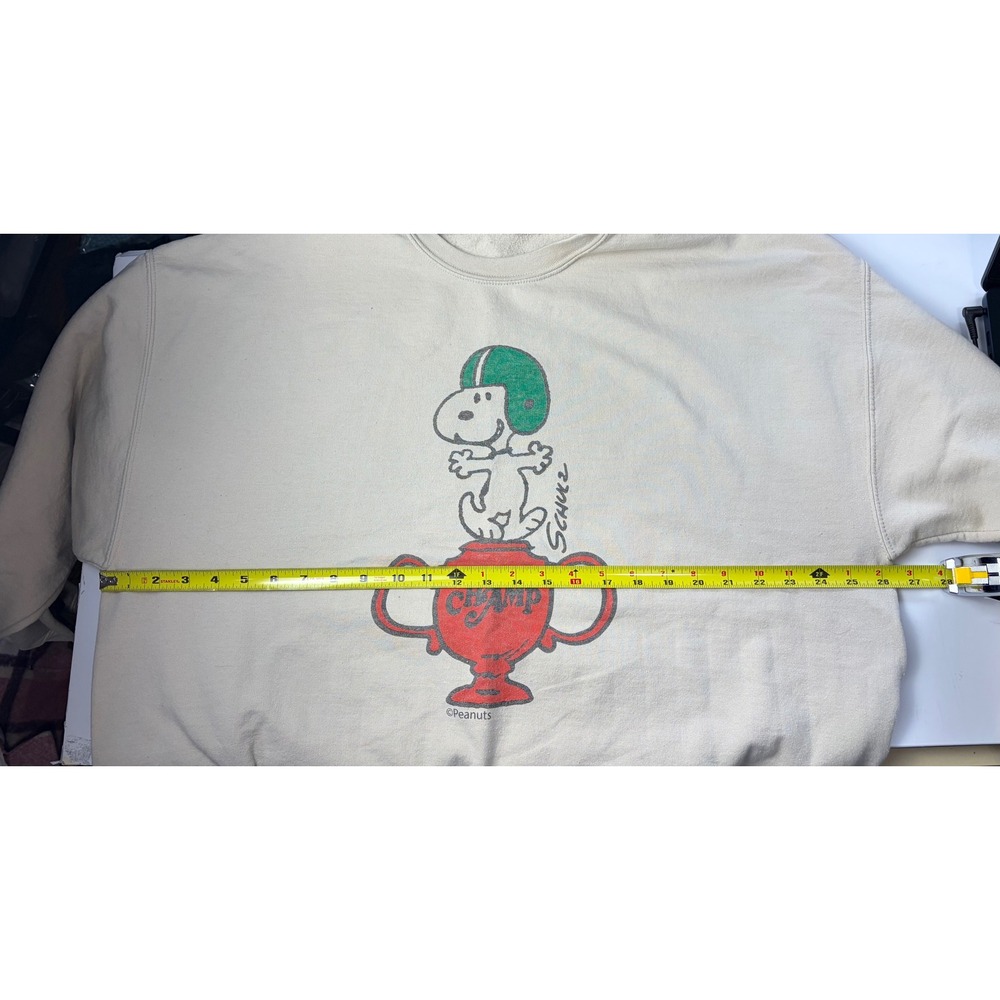 Junk Food Snoopy Peanuts Champ Sweatshirt Tan XL Football Trophy Pullover - Picture 3 of 4